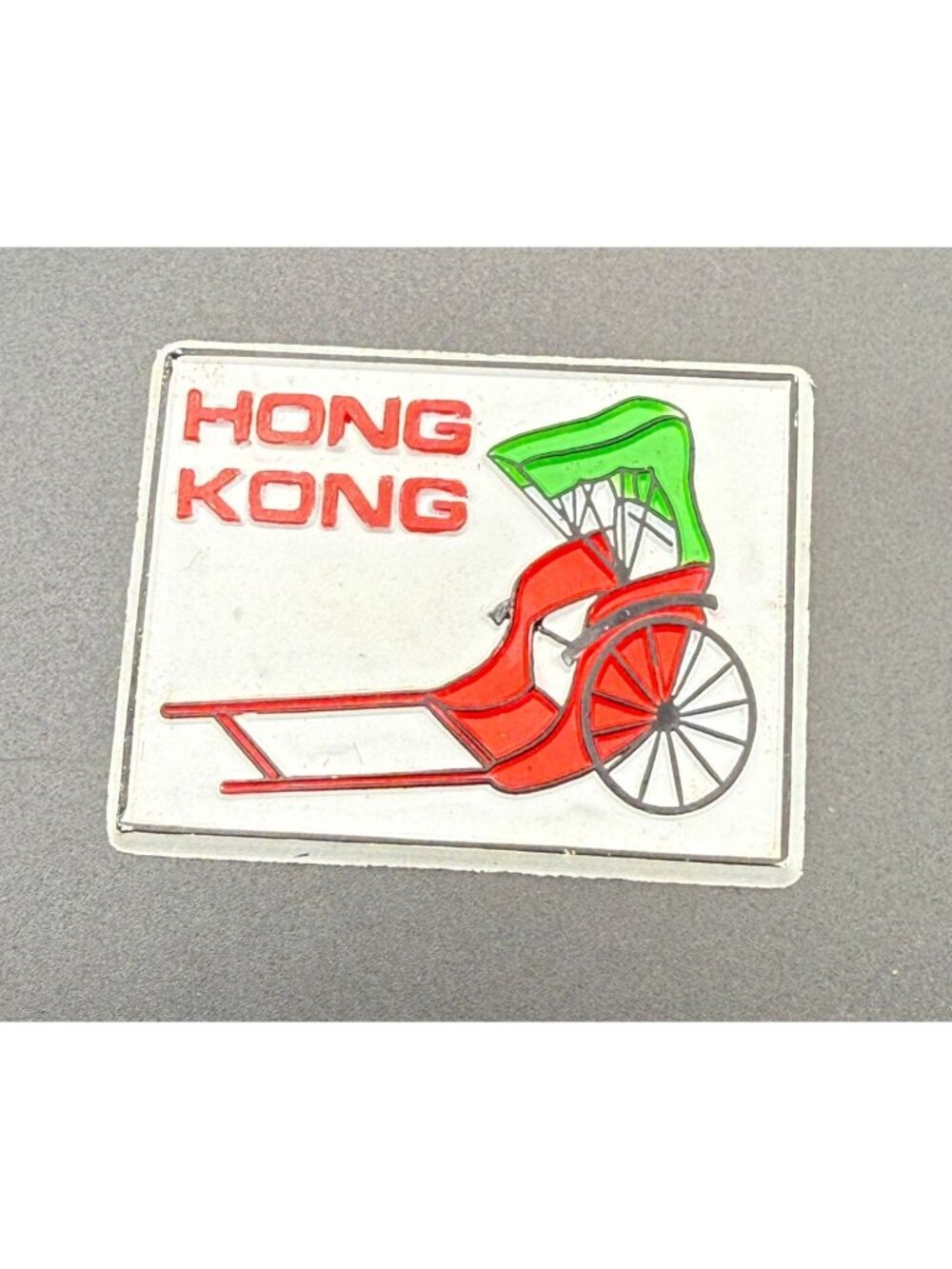 Vintage Hong Kong 2" White Red Fridge Magnet